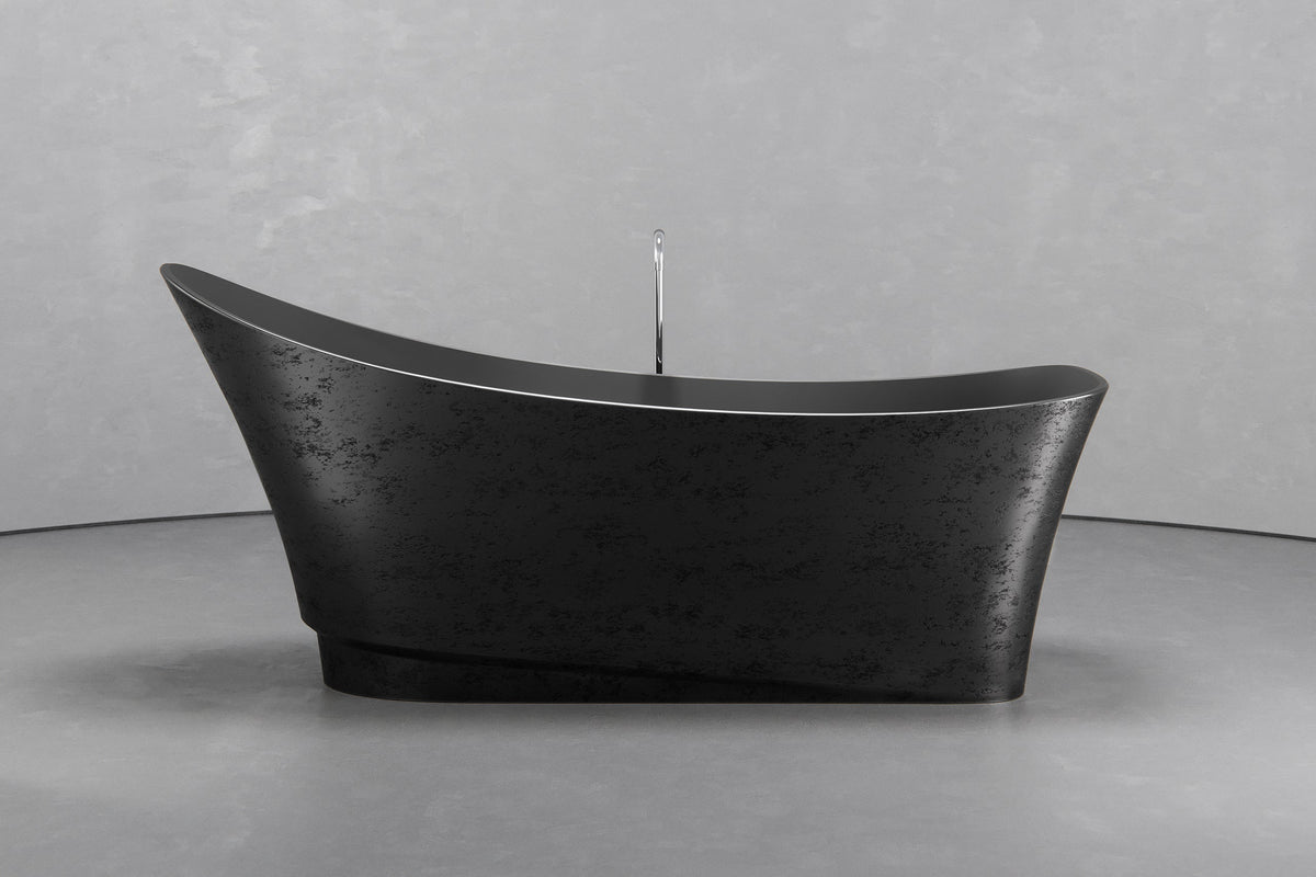 Boat-Shaped Freestanding Concrete Bathtub with Upright Recline – view 8