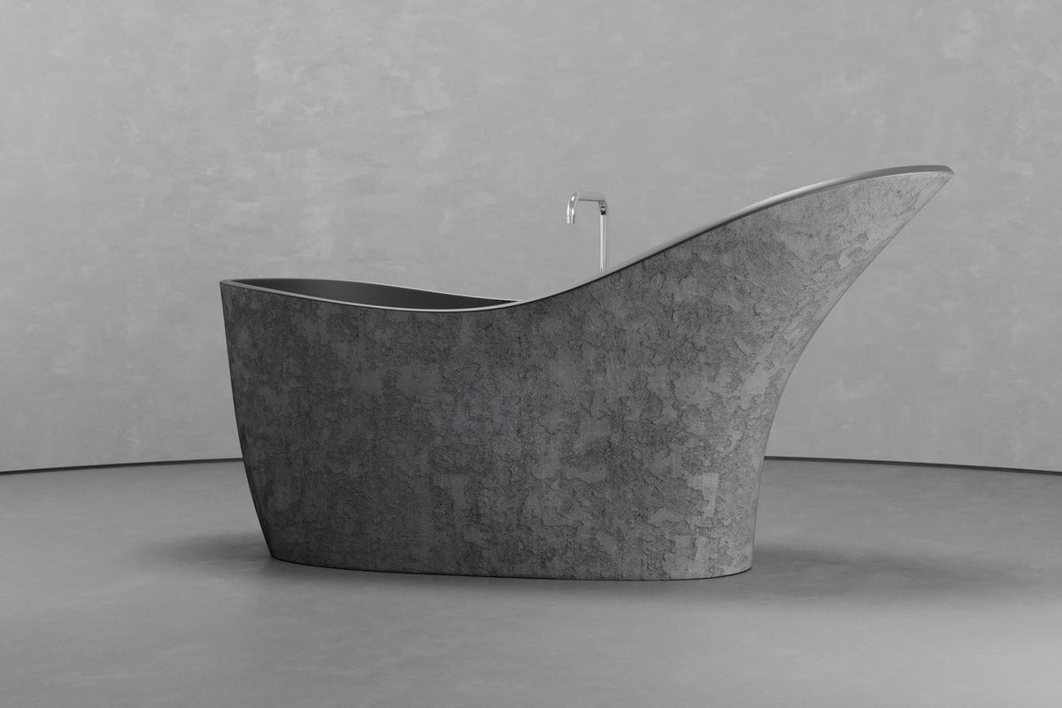 High-Back Slipper Freestanding Concrete Bathtub – Bespoke Collection – view 7