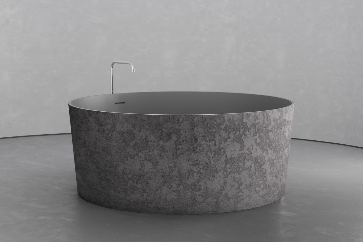Round Japanese Soaking Tub in Freestanding Concrete, 161.9 Gallon – view 19