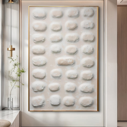 Abstract minimalist canvas wall art II hanging in a light Scandinavian-style entryway