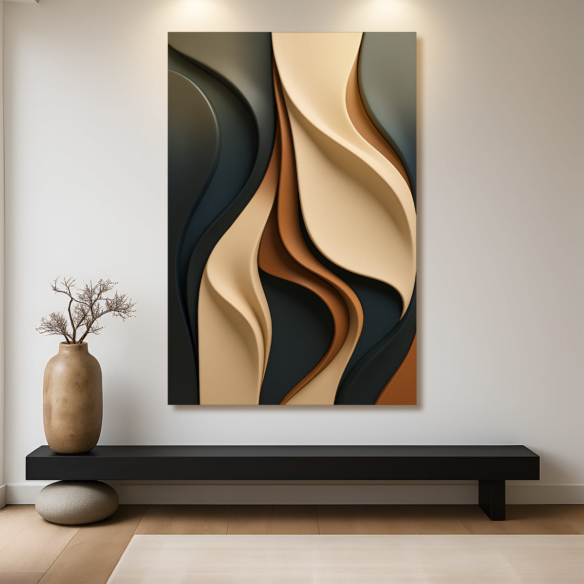 Modern Abstract Minimalist Canvas Wall Art, Vertical Gallery Wrapped – view 5