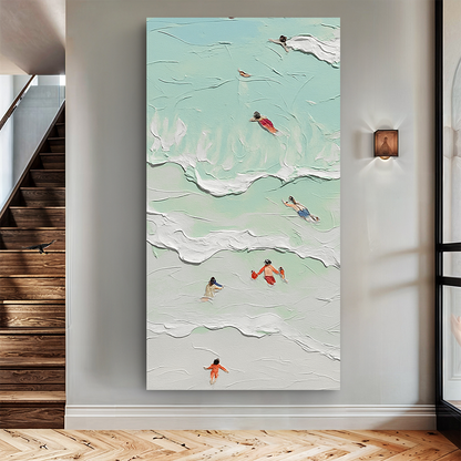 Beach Days XXIII coastal canvas wall art hanging in a sunny breakfast nook
