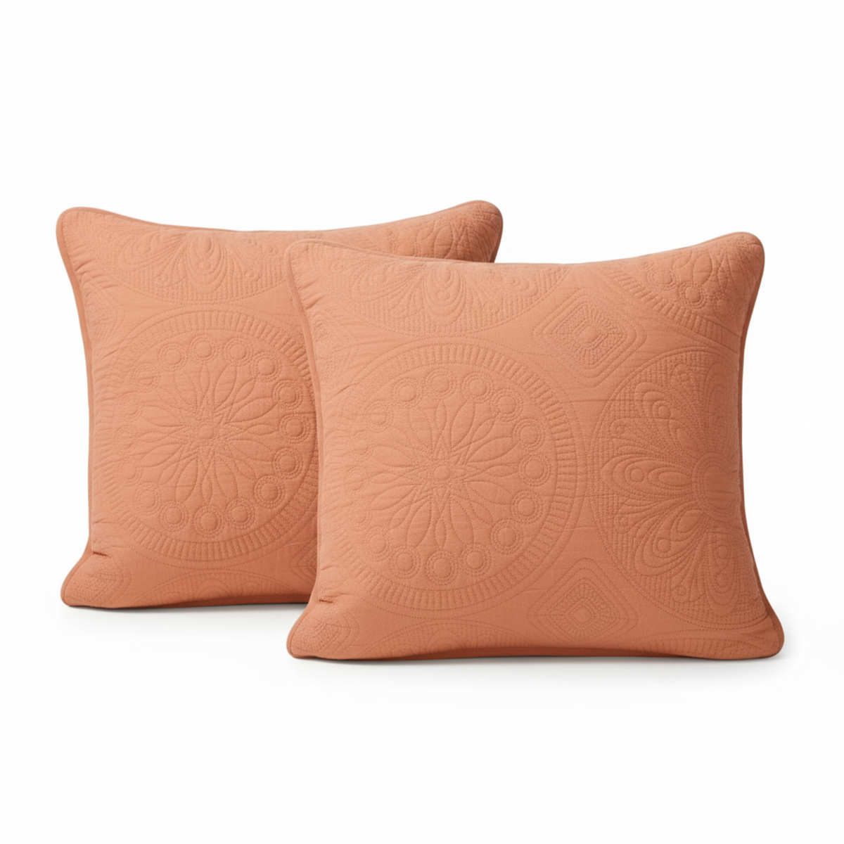Stonewashed Cotton Medallion Euro Sham & Cushion Cover, Rustic Orange
