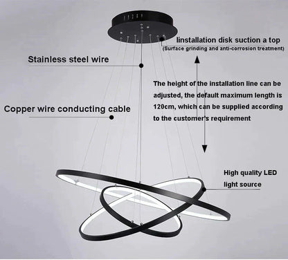 Unveiling Modern Cascading Ring LED Chandelier, Dimmable – view 12