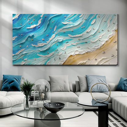 Beach Days Coastal Canvas Wall Art V, Wide Gallery Wrapped Print – view 3