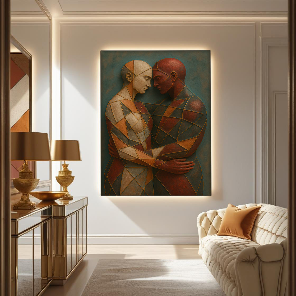 Embrace of Geometry Abstract Canvas Wall Art III, Gallery Wrapped – view 3
