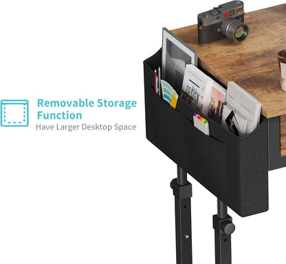 Rolling Height-Adjustable Computer Desk with Fabric Drawers – view 8