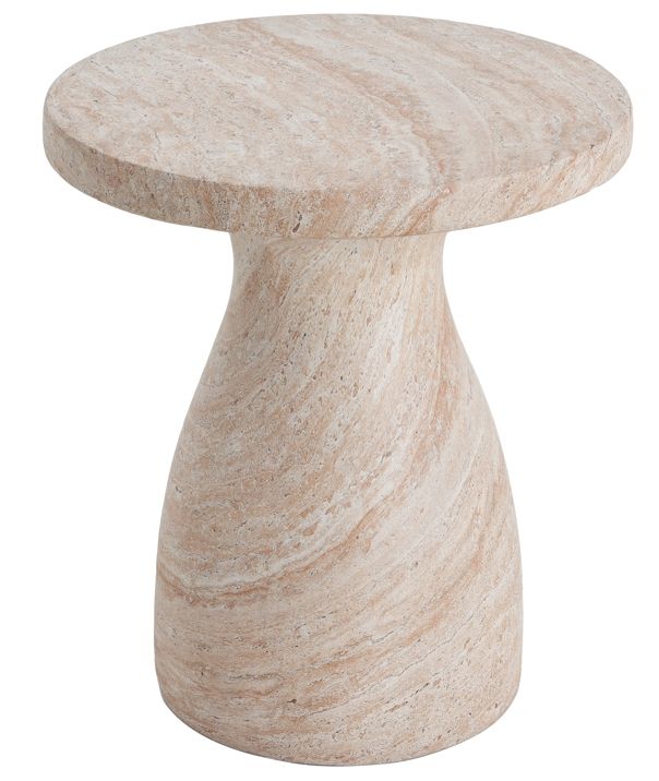 Lightweight Travertine-Look Outdoor Side Table in Black or Beige – view 3