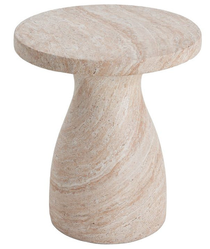 Lightweight Travertine-Look Outdoor Side Table in Black or Beige – view 3