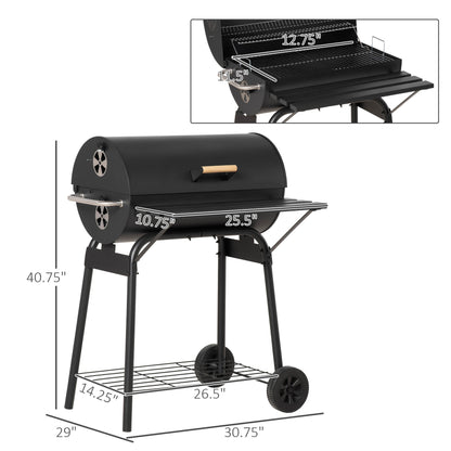 30-Inch Portable Barrel Charcoal Grill and Offset Smoker with Thermometer – view 3