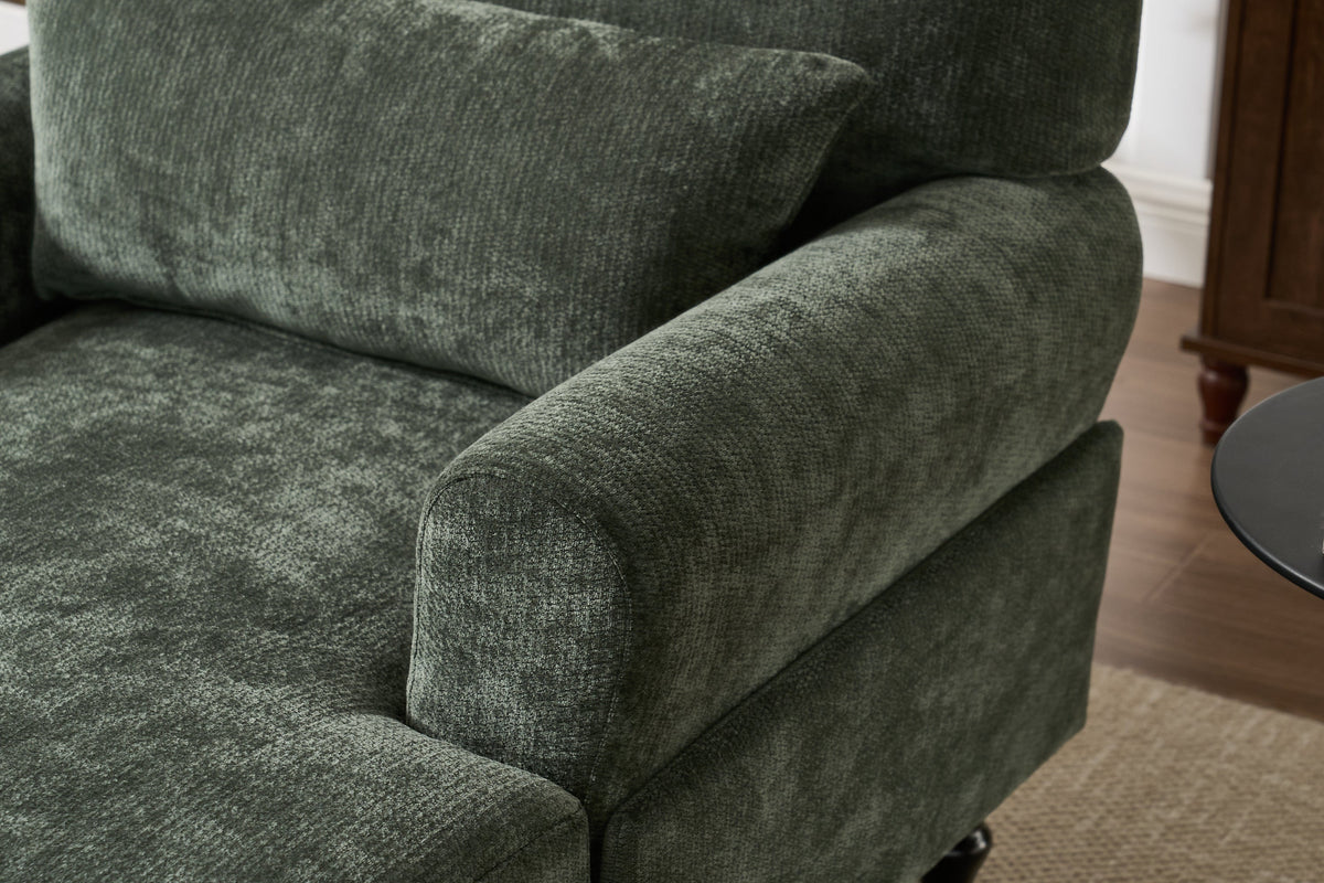 Modern Green Upholstered Chaise Lounge Recliner Chair with Solid Wood Frame – view 7