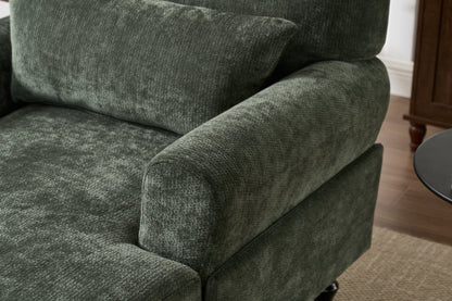 Modern Green Upholstered Chaise Lounge Recliner Chair with Solid Wood Frame – view 7