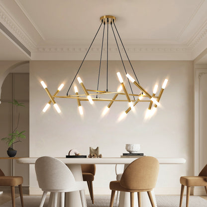 Modern Gold Branch Chandelier with Frosted Tubes, 40.9 Inch – view 4