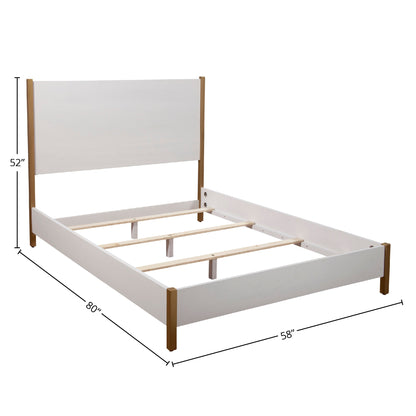 Madelyn Upholstered Panel Bed in Neutral White with Gold Legs – view 11