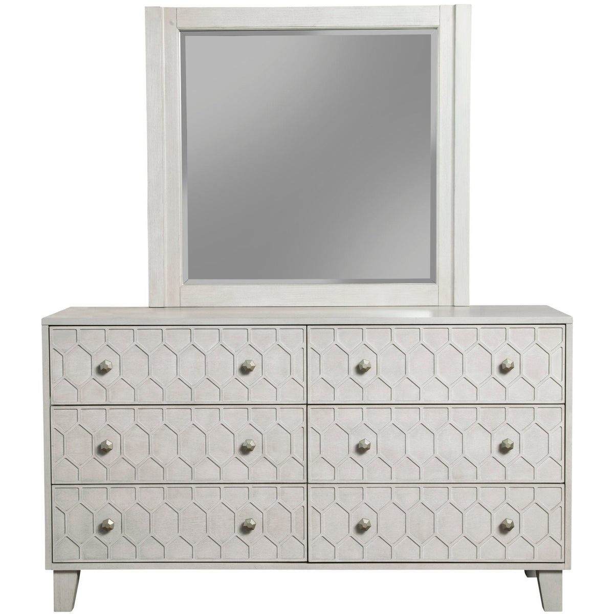 Denver Mahogany 6-Drawer Dresser with Honeycomb Motif in Light Gray – view 9