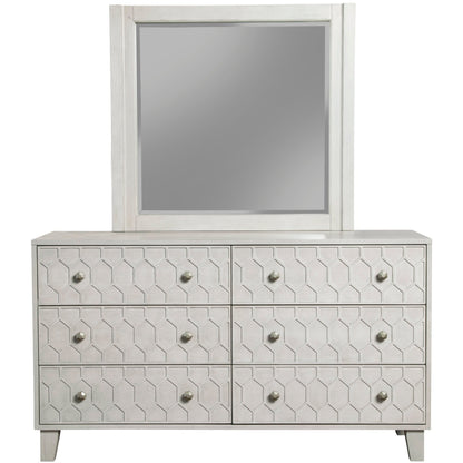 Denver Mahogany 6-Drawer Dresser with Honeycomb Motif in Light Gray – view 9