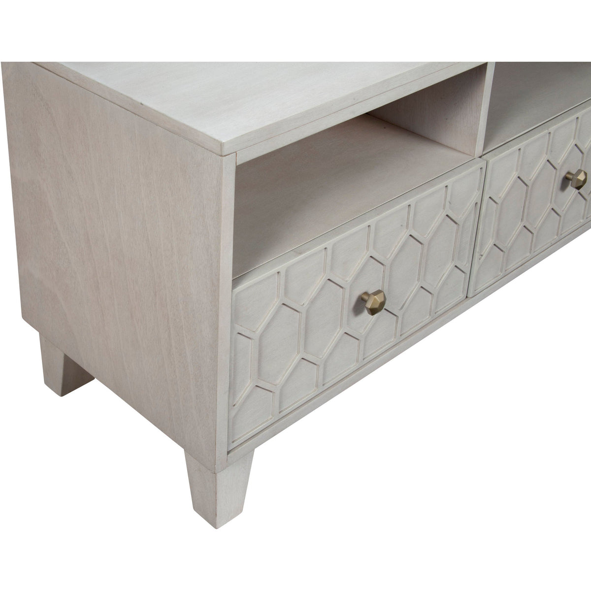 Denver Mahogany TV Console with Honeycomb Design, Light Grey – view 7