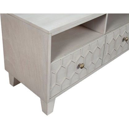 Denver Mahogany TV Console with Honeycomb Design, Light Grey – view 7