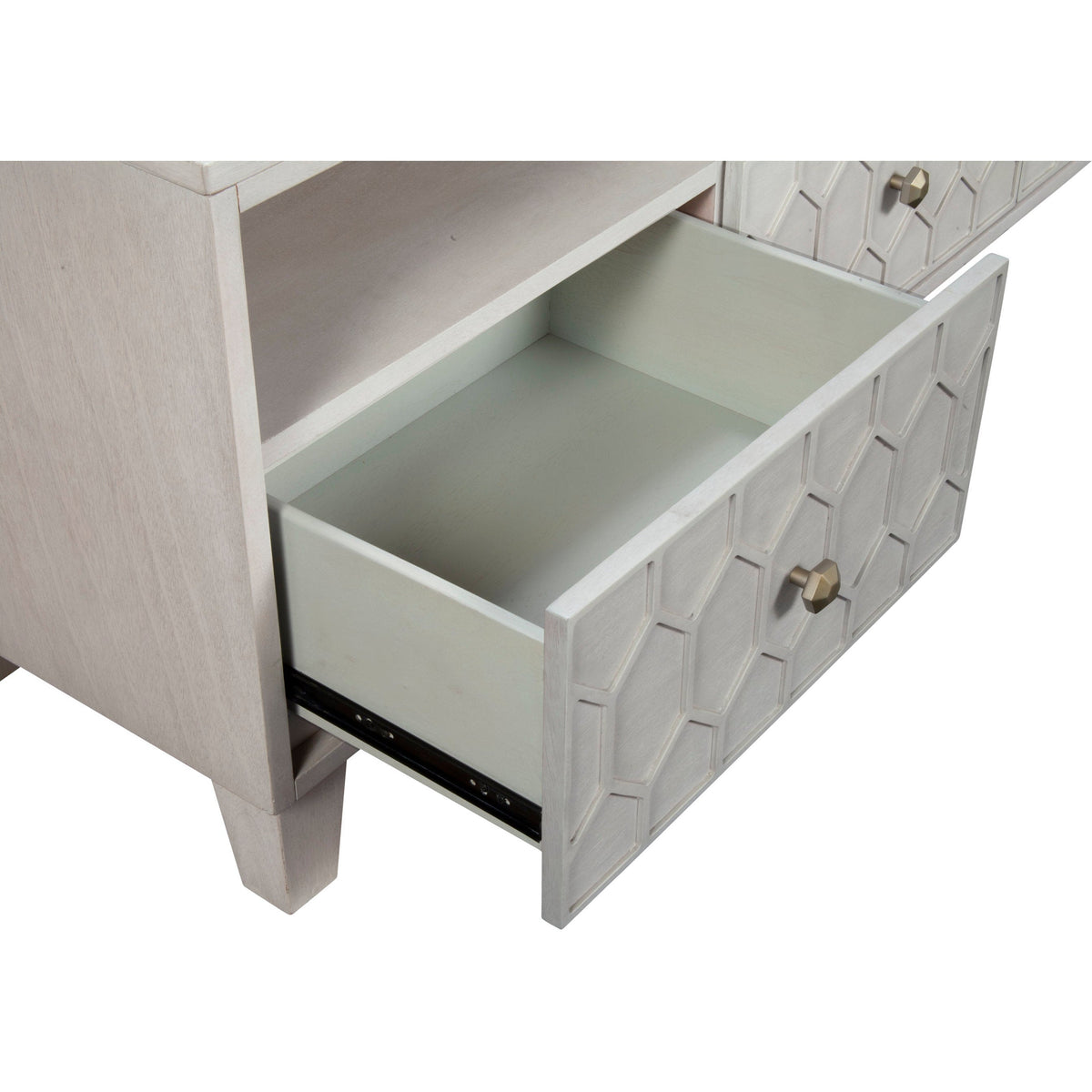 Denver Mahogany TV Console with Honeycomb Design, Light Grey – view 6