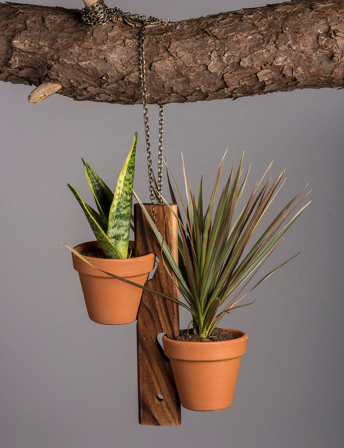 Acacia Wood 6-Pot Hanging Plant Holder, 3-Piece Set – view 7