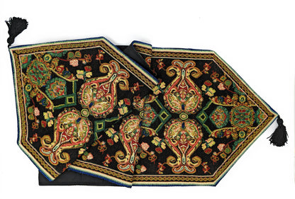 Elegant Black Ornate Paisley Woven Tapestry Table Runner – view 2