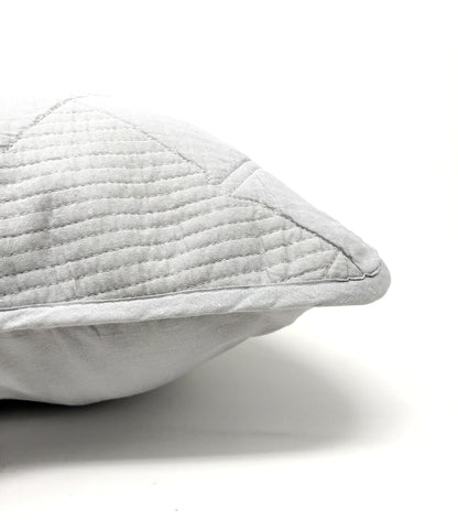 Light Grey Diamond Quilted Cotton Pillow Sham with Hidden Zipper – view 4