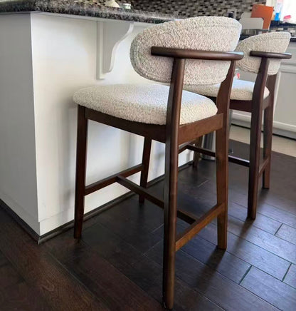 26" Mid-Century Modern Upholstered Counter Stools, Solid Wood, Set of 2 – view 4