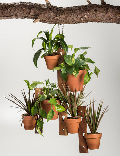 Acacia Wood 6-Pot Hanging Plant Holder, 3-Piece Set – view 4