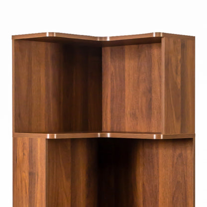 5 Tier Corner Bookshelf with Melamine Finish in Neutral Wood – view 8