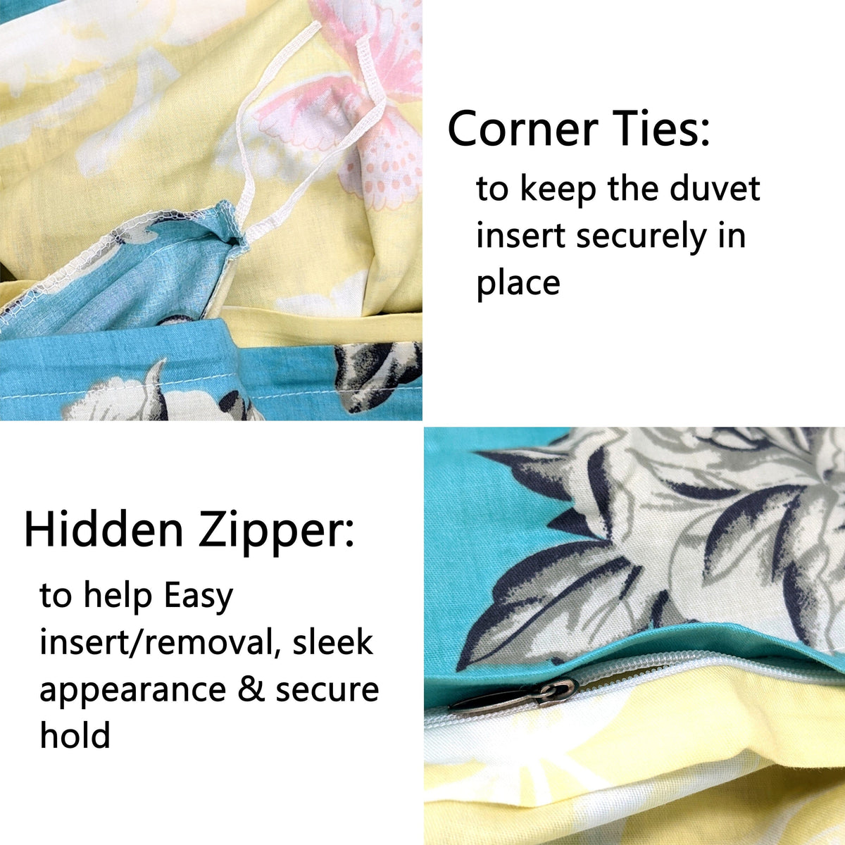 Butterfly Wonderland Aqua Floral Cotton Duvet Cover Set – view 3