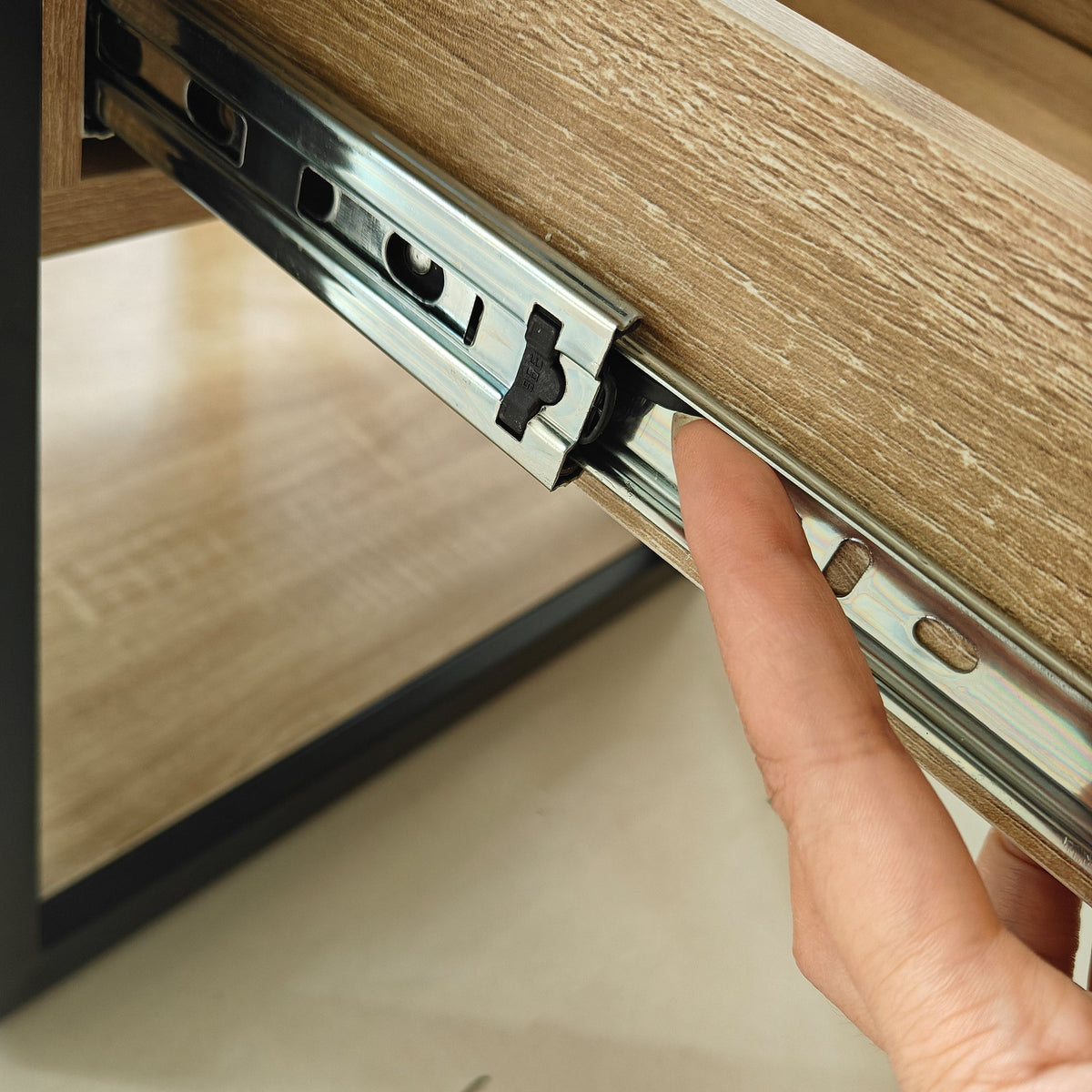 Modern 3-Tier End Table with Drawer and Tempered Glass Top – view 13