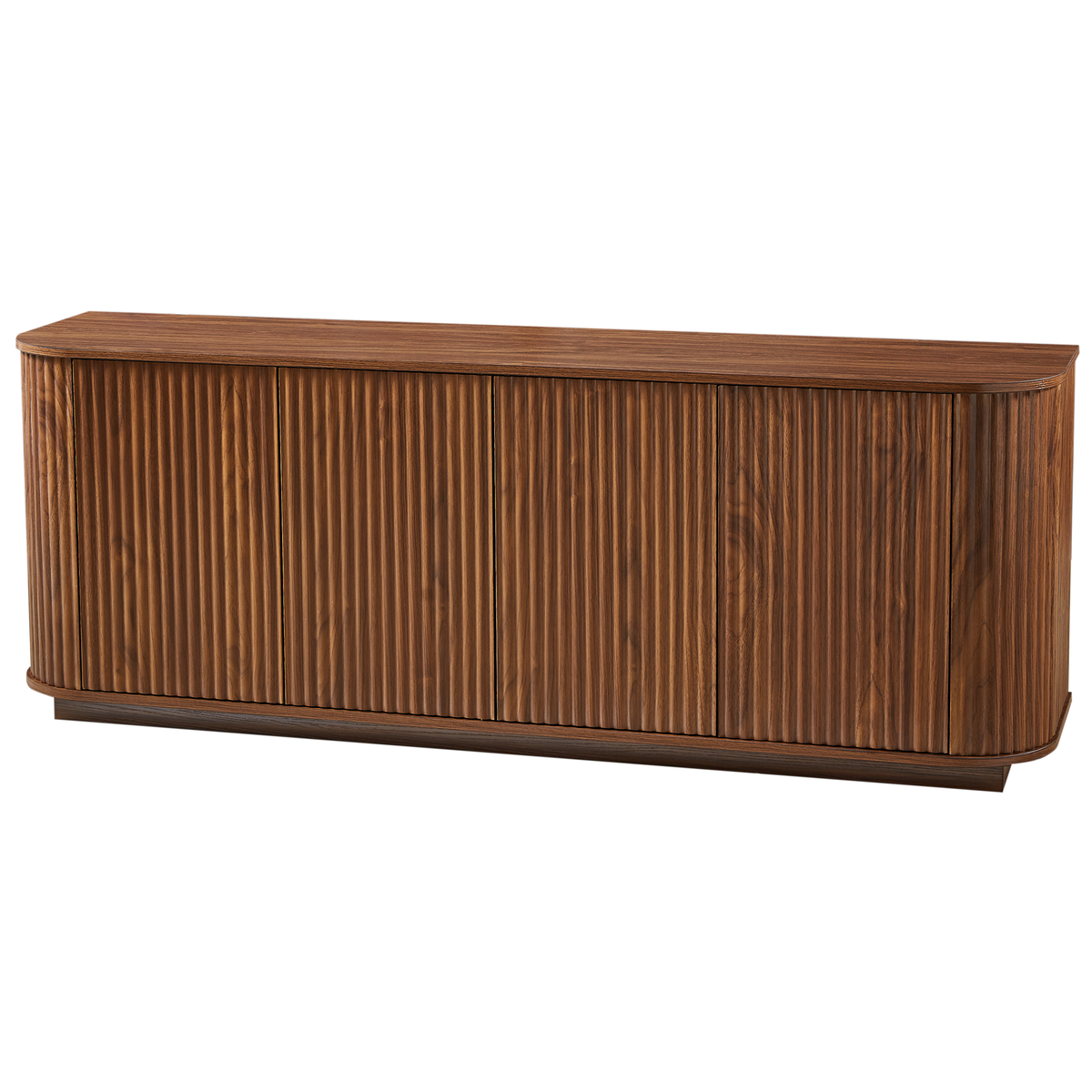 64 Inch Walnut Sideboard Storage Cabinet with Wave Pattern Doors – view 9
