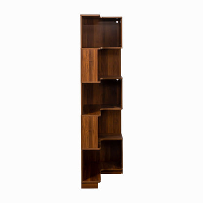 5 Tier Corner Bookshelf with Melamine Finish in Neutral Wood – view 7