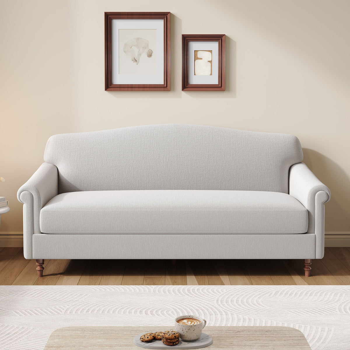 Rolled Arm 2-Seater Loveseat Sofa in Gray or Dark Gray Fabric – view 2