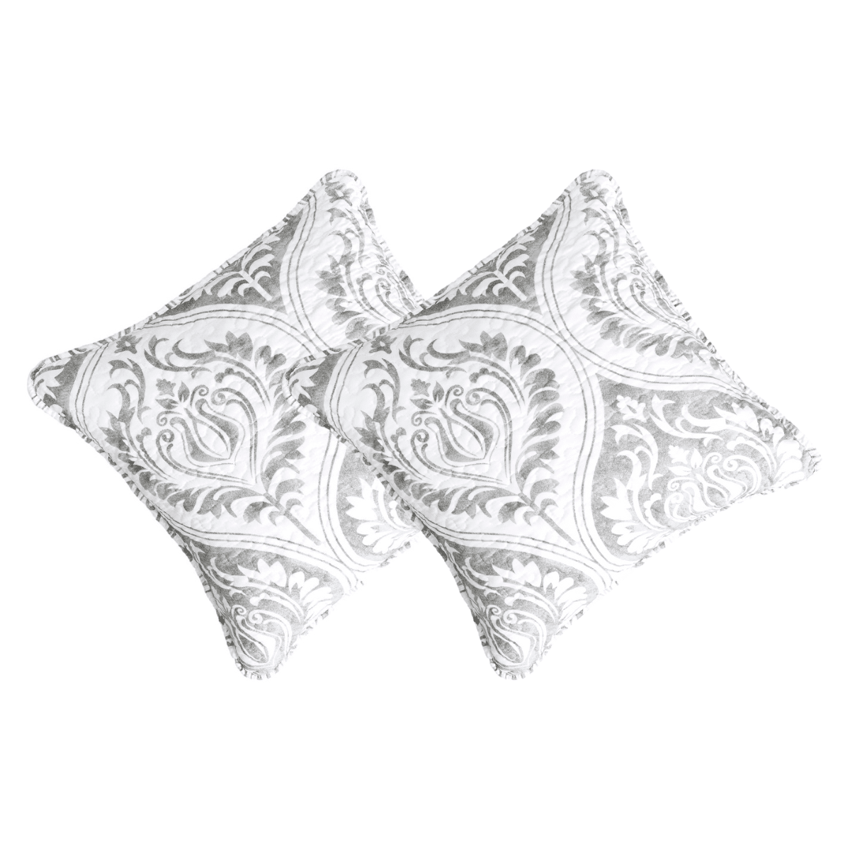 Moon Sky Grey Paisley Damask Matelasse Euro Sham and Cushion Covers – view 2