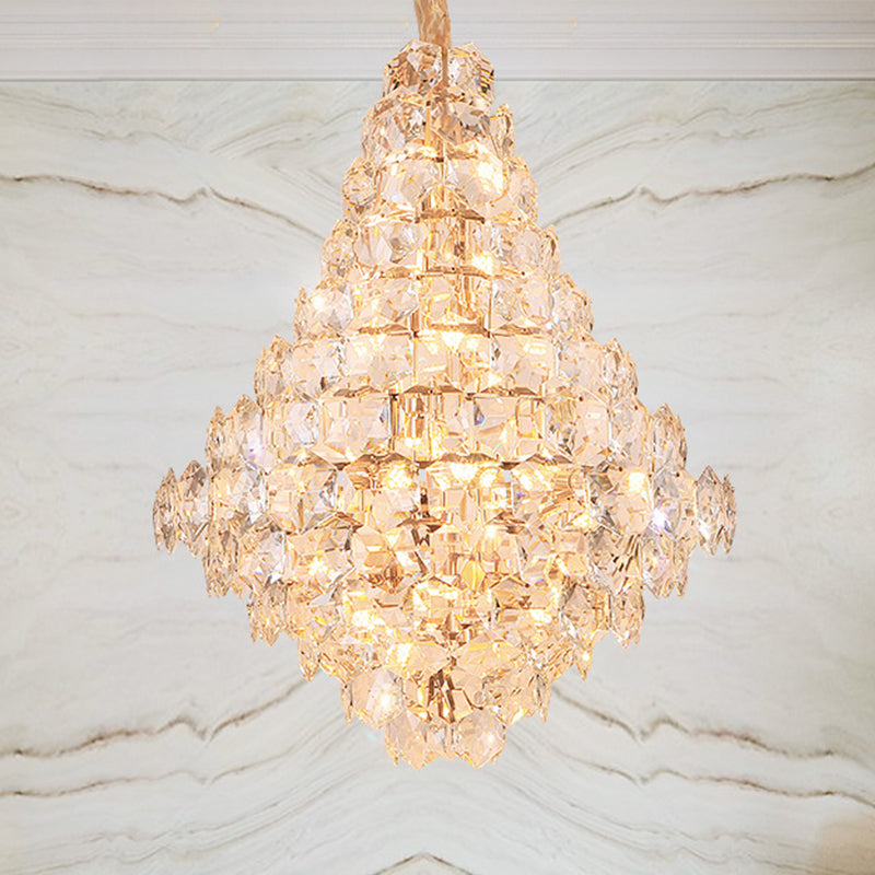 Clara Modern Gold Crystal Chandelier with Cascading Teardrops – view 12