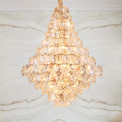 Clara Modern Gold Crystal Chandelier with Cascading Teardrops – view 12