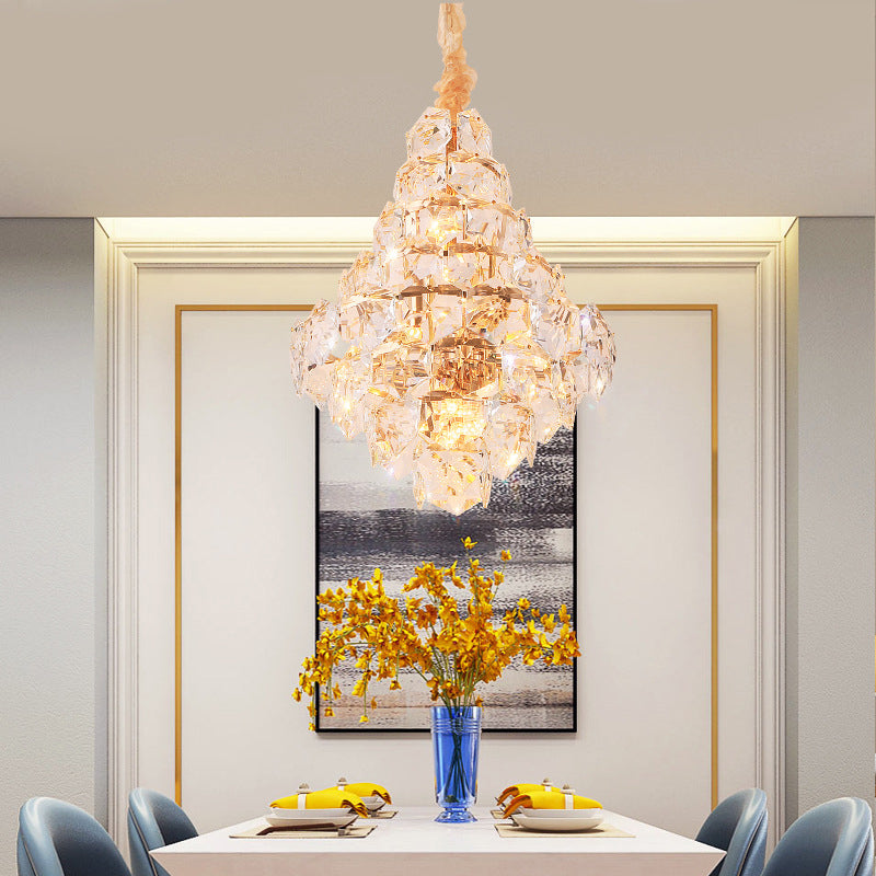 Clara Modern Gold Crystal Chandelier with Cascading Teardrops – view 13