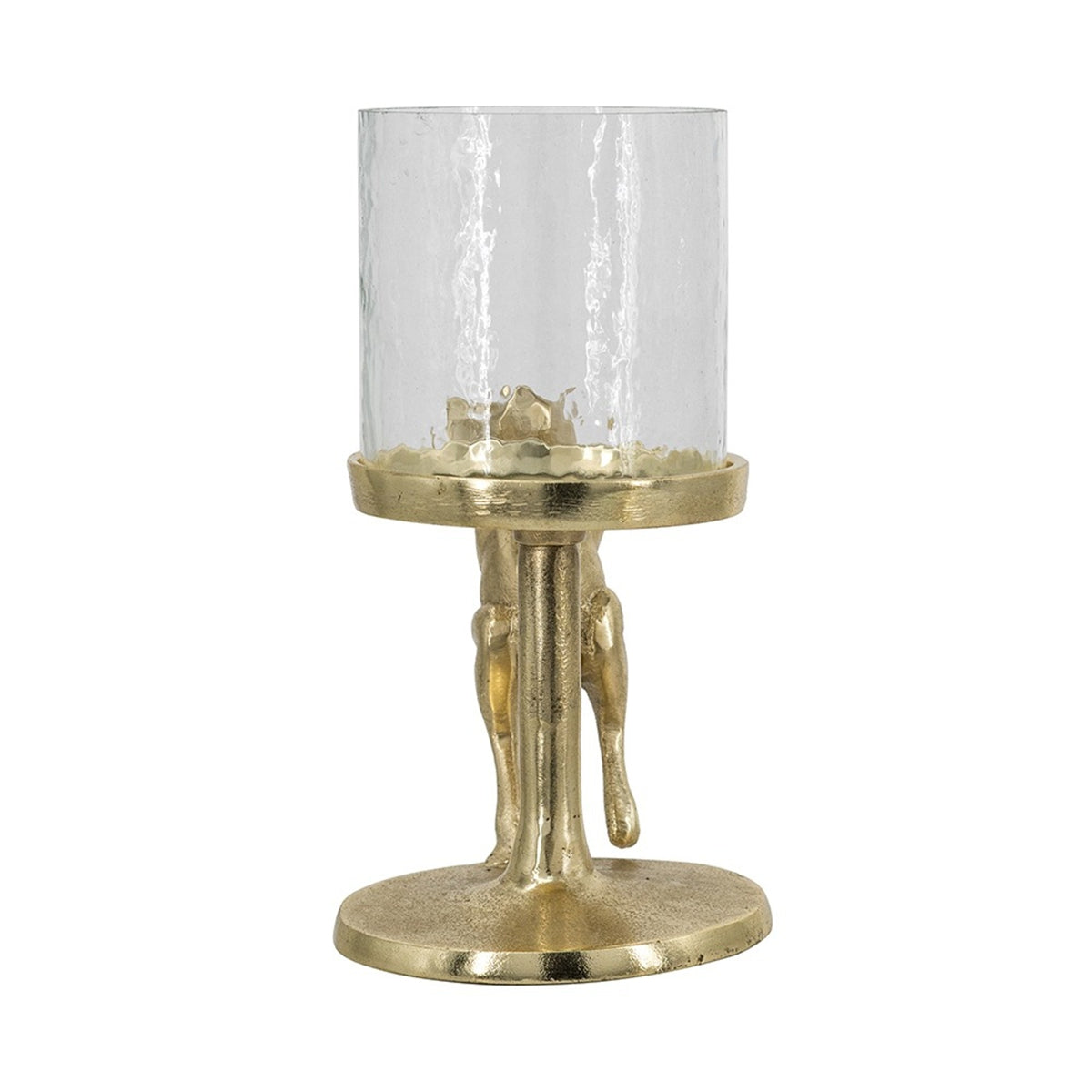 Gold Rabbit Pillar Candle Holder with Clear Glass Hurricane, Small – view 4