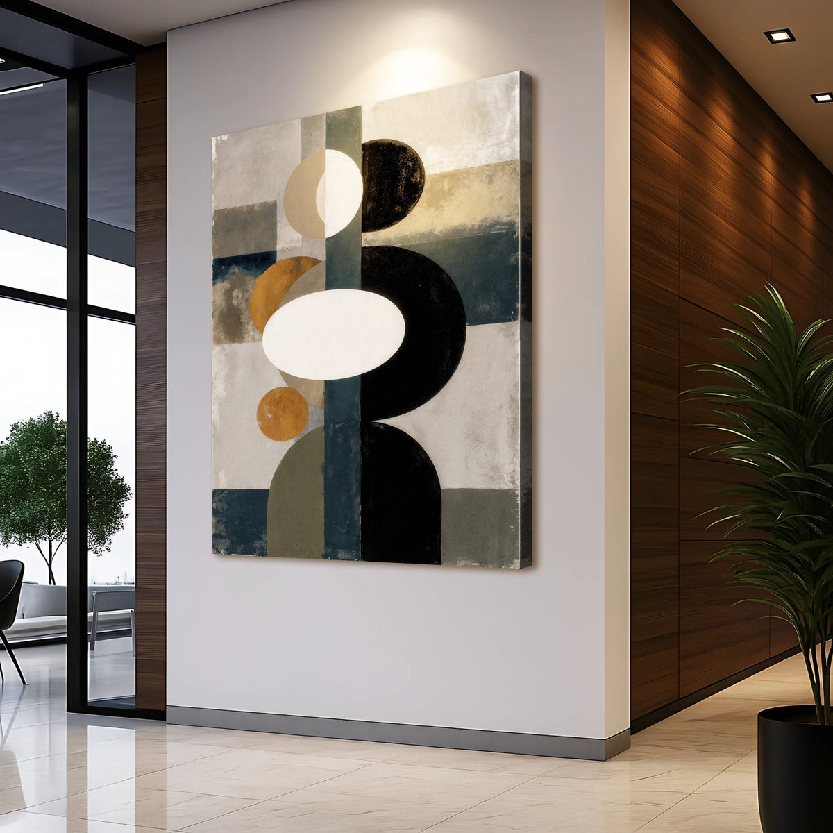 Abstract Contemporary Geometry Canvas Wall Art, Gallery Wrapped – view 2