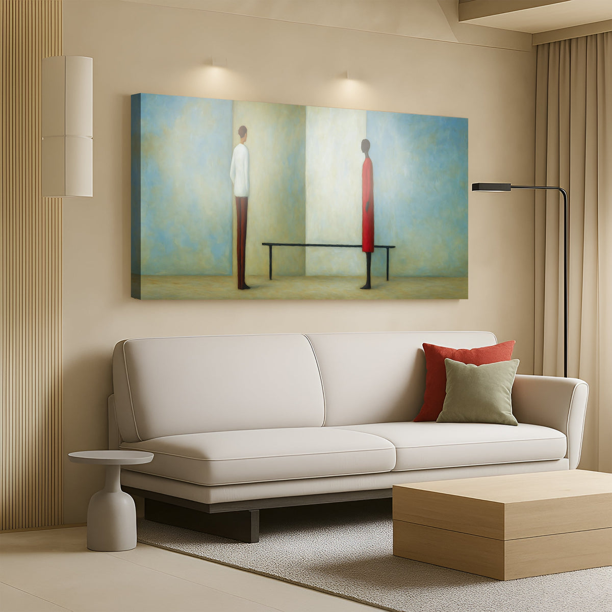 Confrontation Abstract Canvas Wall Art, Wide Gallery Wrapped – view 2