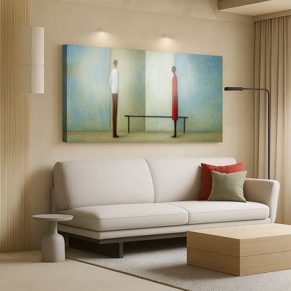 Confrontation Abstract Canvas Wall Art, Wide Gallery Wrapped – view 2