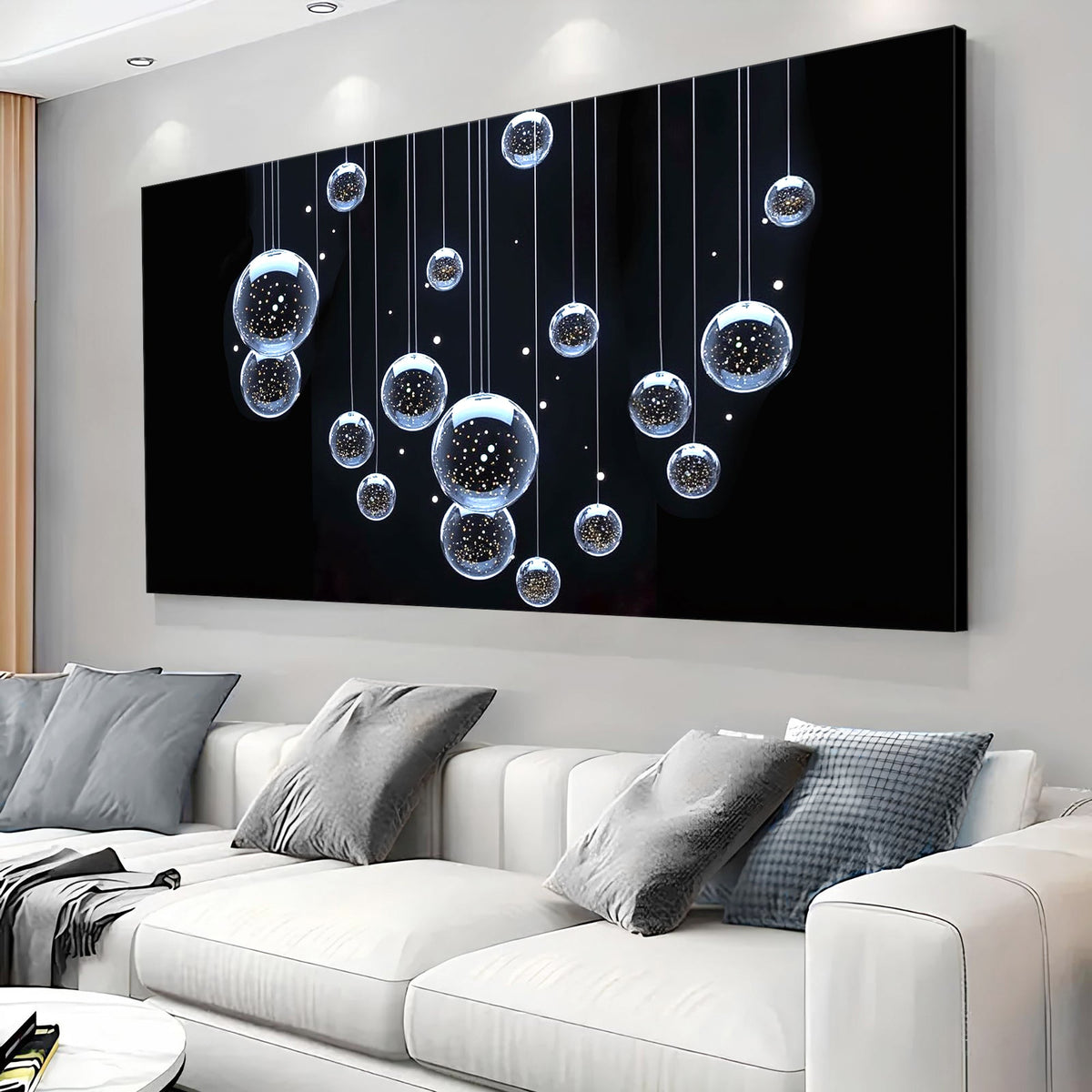 Modern Abstract Bubbles Canvas Wall Art, Wide Gallery Wrapped – view 4