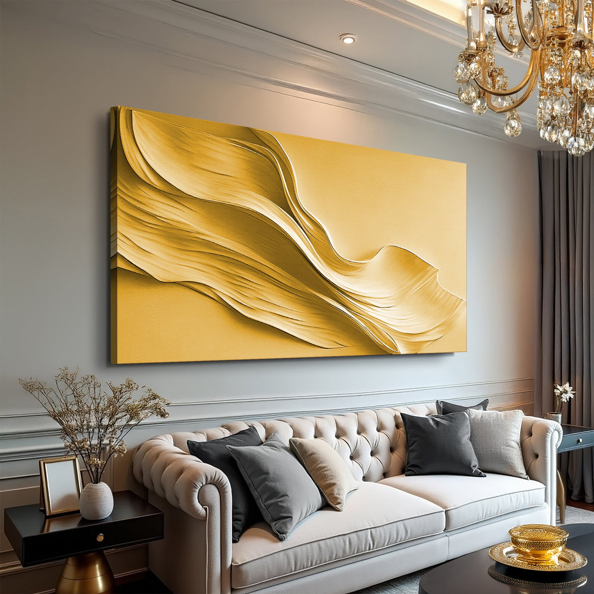 Gold Minimalist Canvas Wall Art II, Wide Gallery Wrapped – view 2