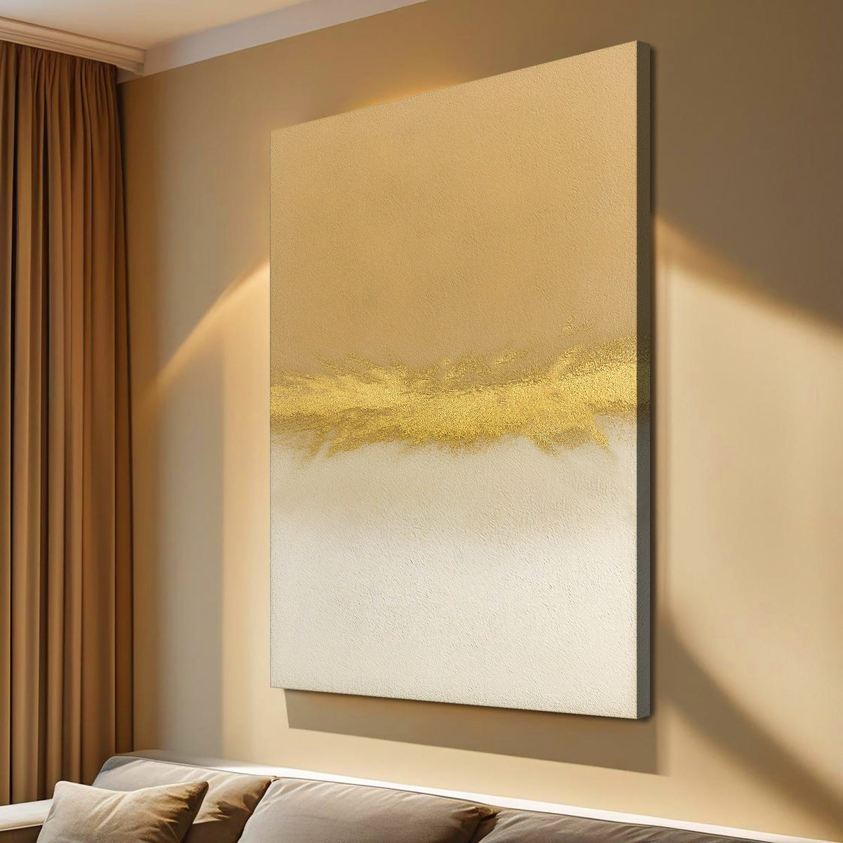 Minimalist White and Gold Canvas Wall Art, Gallery Wrapped – view 2
