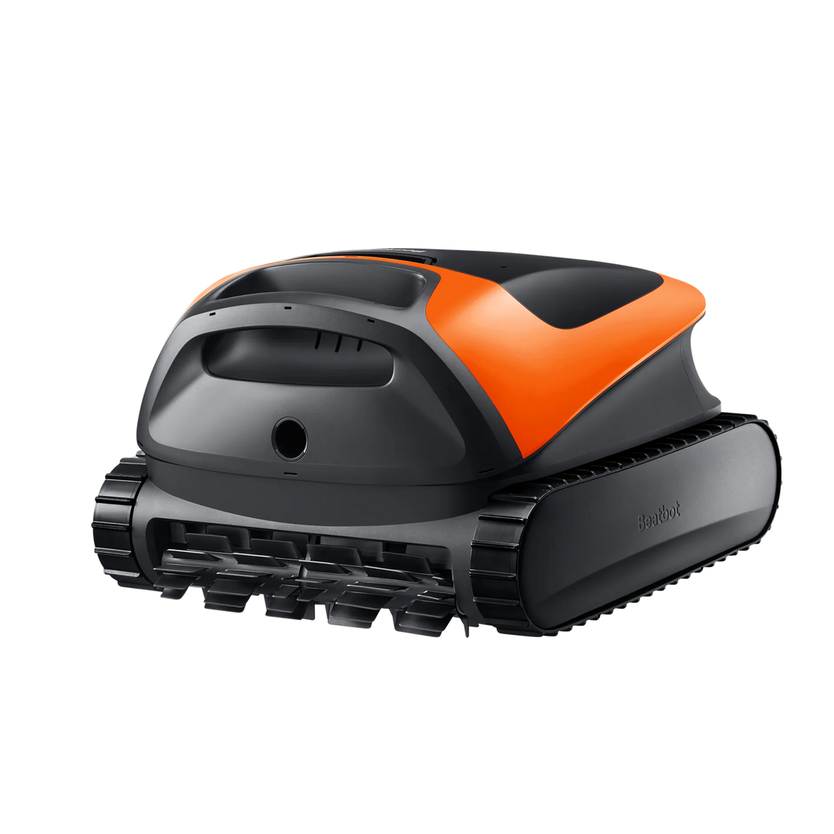 Sora 30 robotic pool cleaner in cosmic orange at the edge of a sparkling backyard pool