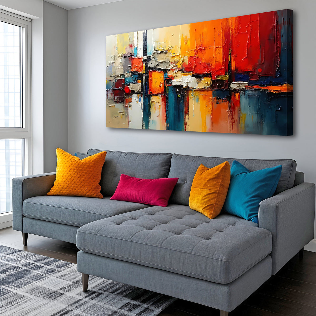 Colorful Abstract Canvas Wall Art II, Wide Gallery Wrapped – view 2