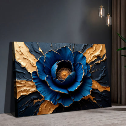 Sapphire Bloom Floral Canvas Wall Art – Premium Gallery Wrapped – view 2