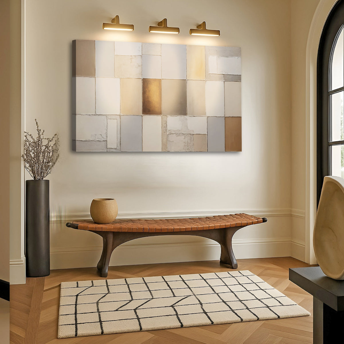 Earth Tones Patchwork Geometric Canvas Wall Art, Gallery Wrapped – view 2