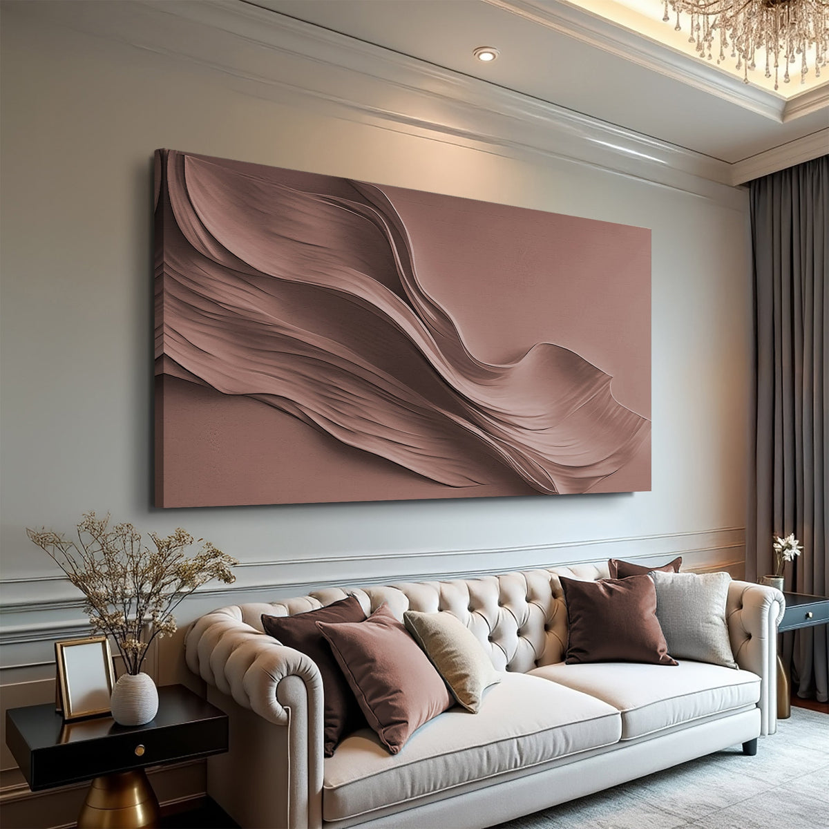 Warm Terracotta Minimalist Canvas Wall Art – Panoramic Gallery Wrap – view 2